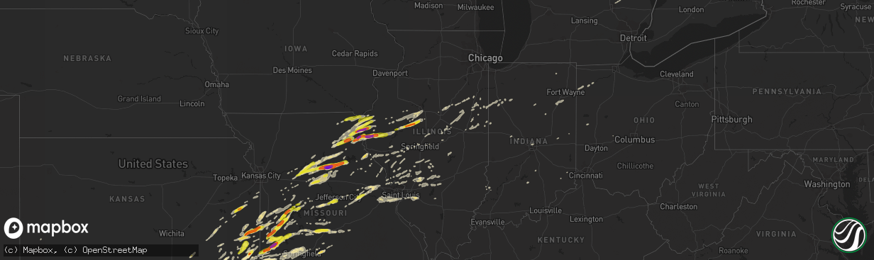 Hail map in Illinois on May 22, 2019