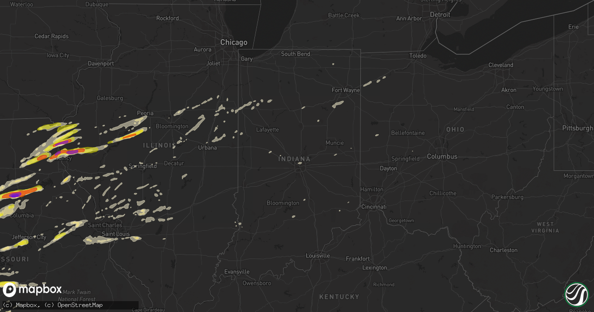 Hail map in Indiana on May 22, 2019