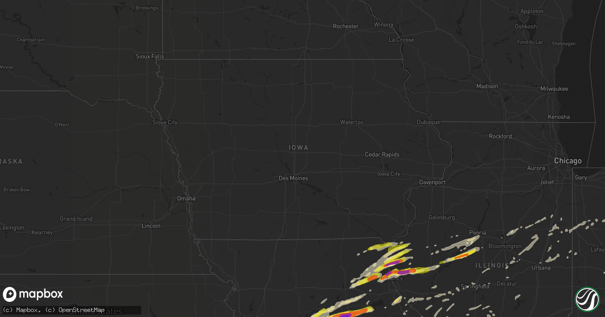 Hail map in Iowa on May 22, 2019
