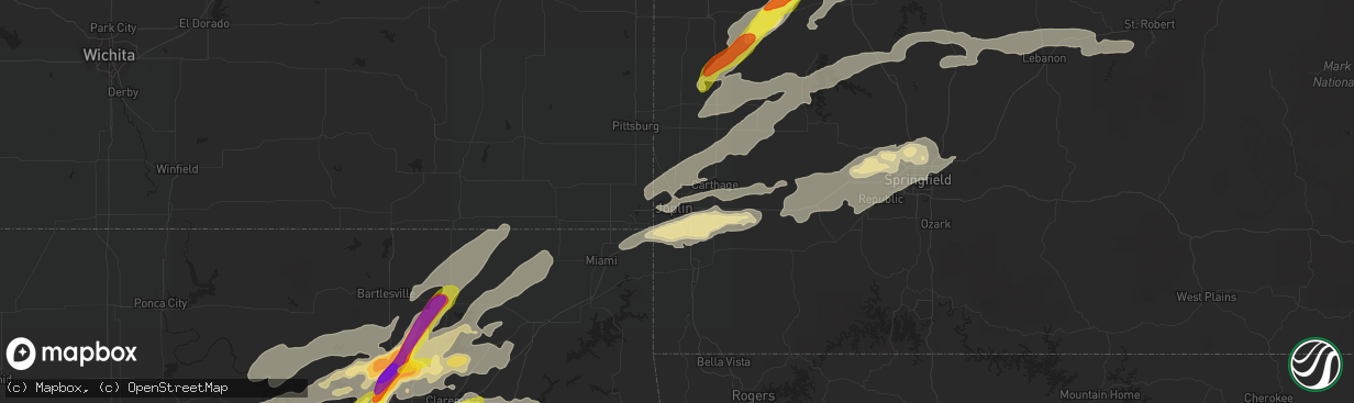 Hail map in Joplin, MO on May 22, 2019