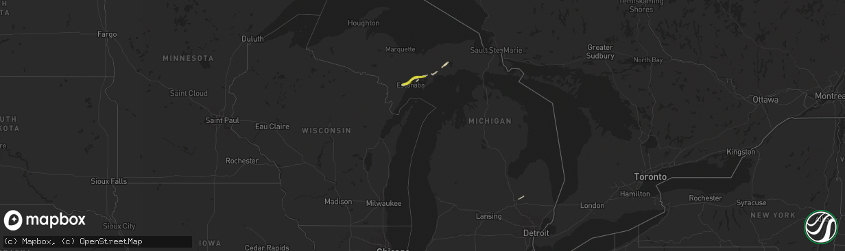 Hail map in Michigan on May 22, 2019