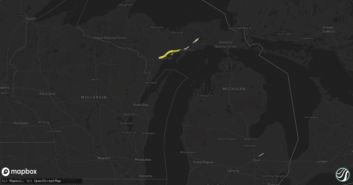 Hail map in Michigan on May 22, 2019