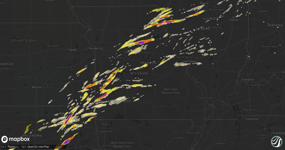 Hail map in Missouri on May 22, 2019