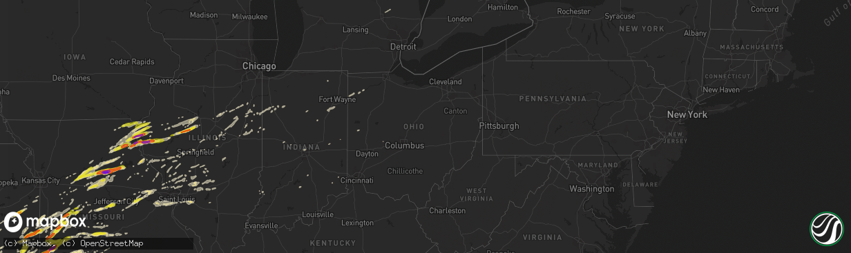 Hail map in Ohio on May 22, 2019