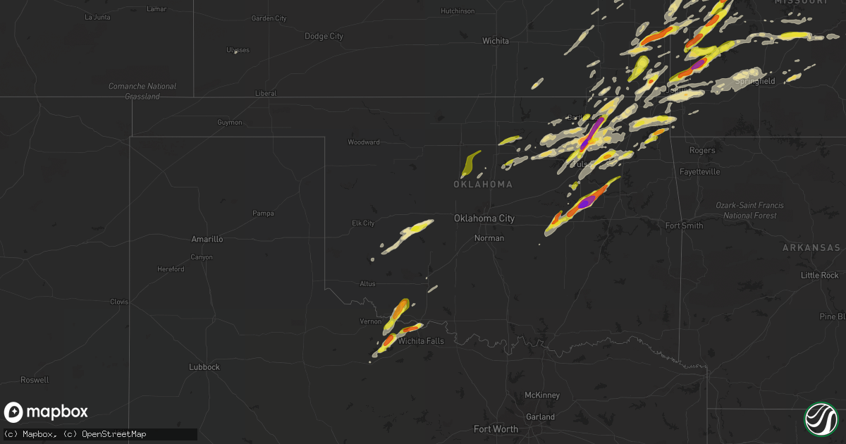Hail map in Oklahoma on May 22, 2019