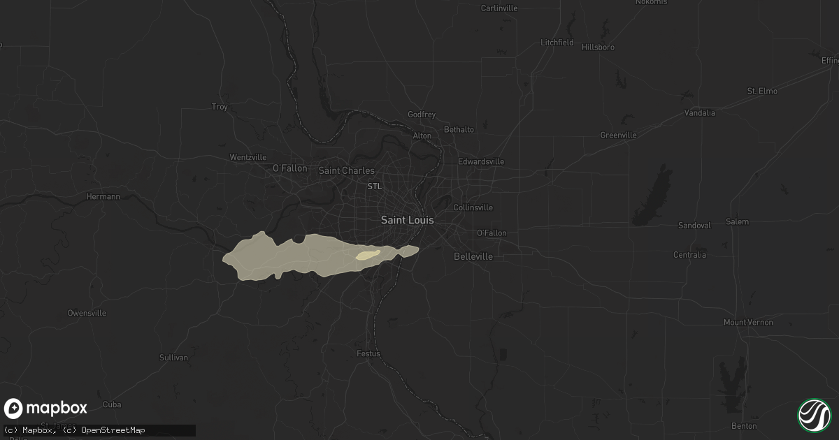 Hail map in Saint Louis, MO on May 22, 2019