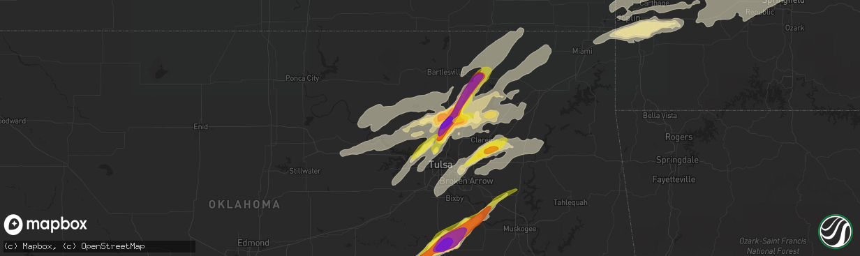 Hail map in Skiatook, OK on May 22, 2019