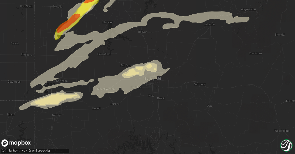 Hail map in Springfield, MO on May 22, 2019