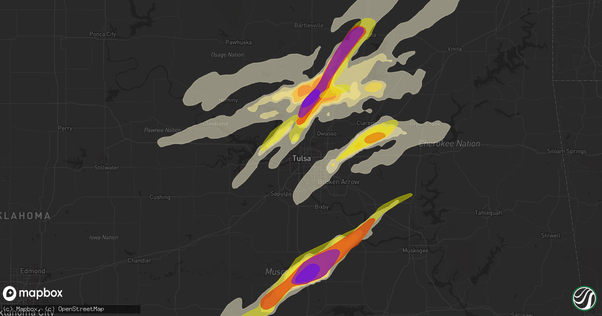 Hail map in Tulsa, OK on May 22, 2019