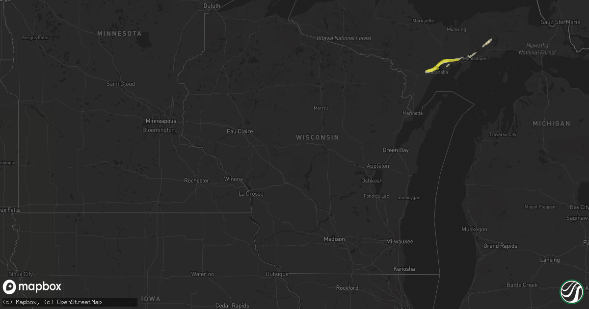 Hail map in Wisconsin on May 22, 2019