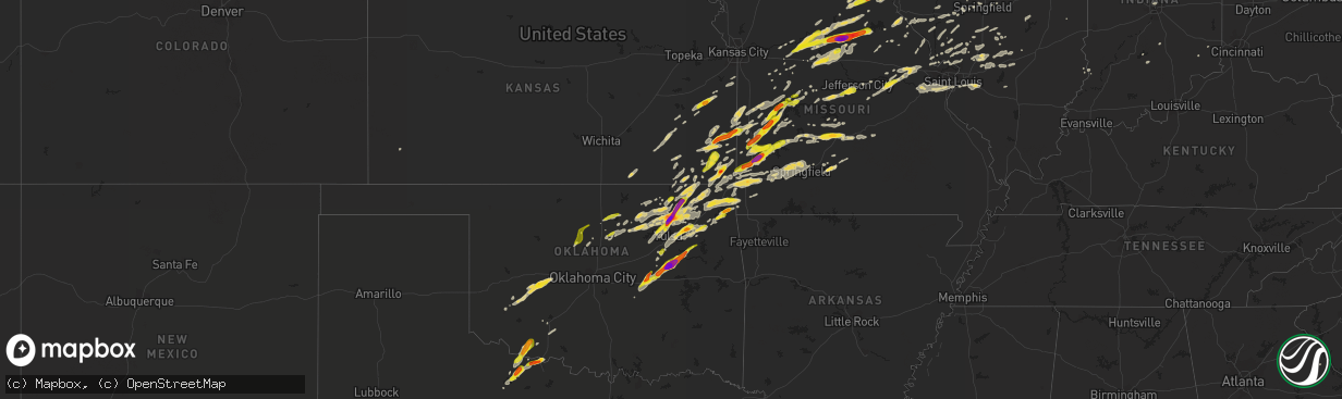 Hail map on May 22, 2019