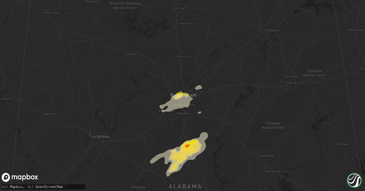 Hail map in Birmingham, AL on May 22, 2020