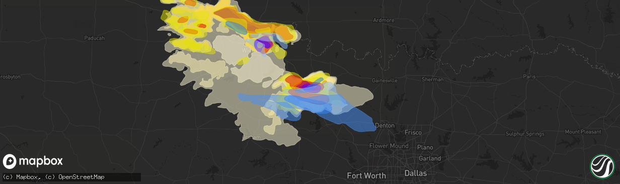Hail map in Bowie, TX on May 22, 2020