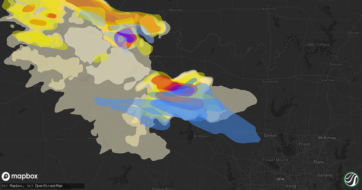 Hail map in Bowie, TX on May 22, 2020