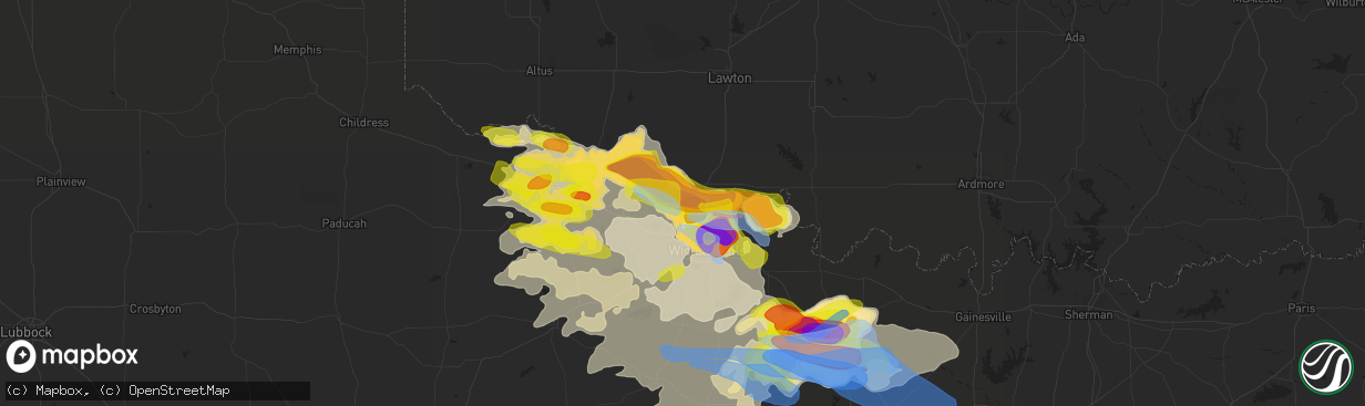 Hail map in Burkburnett, TX on May 22, 2020