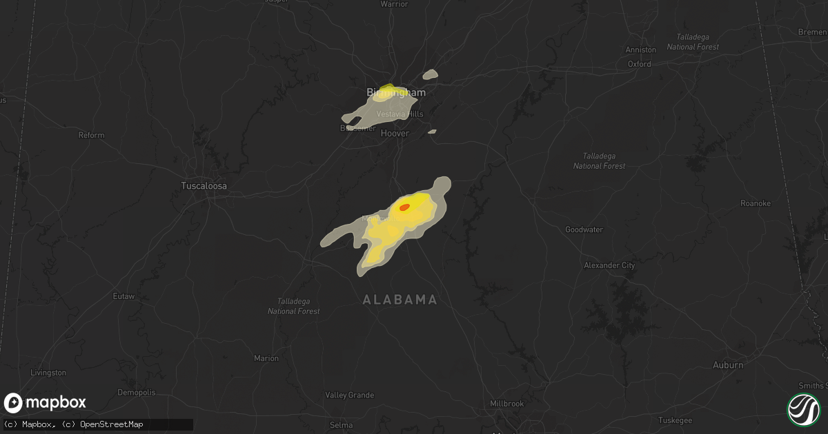 Hail map in Calera, AL on May 22, 2020