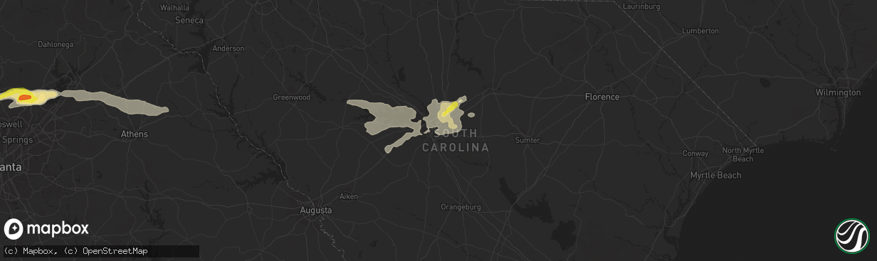 Hail map in Columbia, SC on May 22, 2020