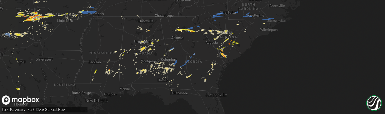 Hail map in Georgia on May 22, 2020