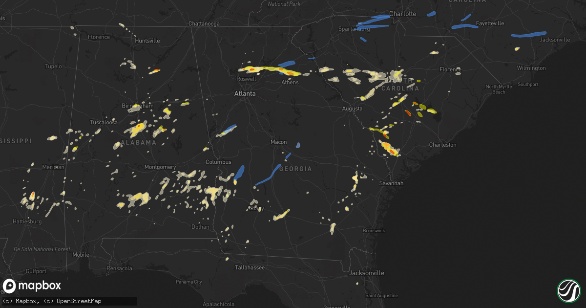 Hail map in Georgia on May 22, 2020
