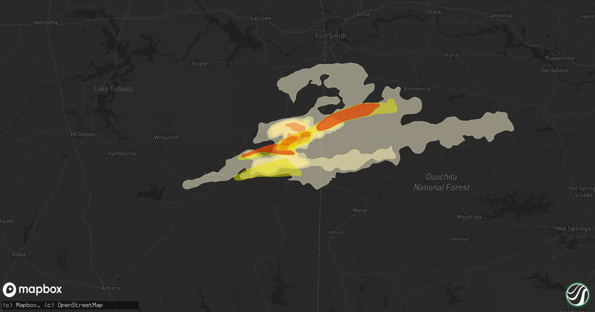 Hail map in Heavener, OK on May 22, 2020