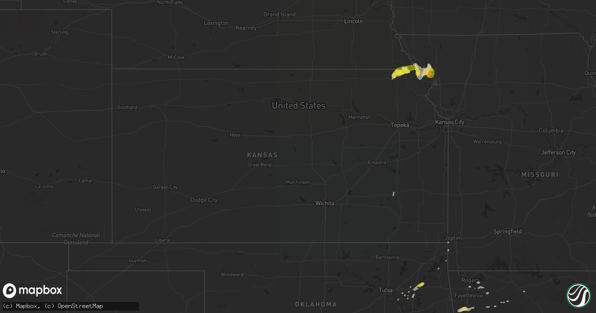Hail map in Kansas on May 22, 2020