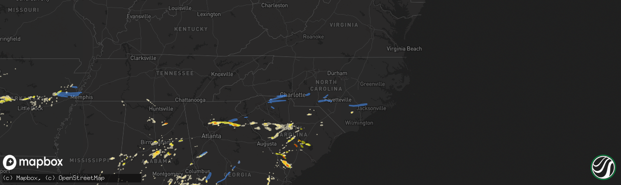 Hail map in North Carolina on May 22, 2020
