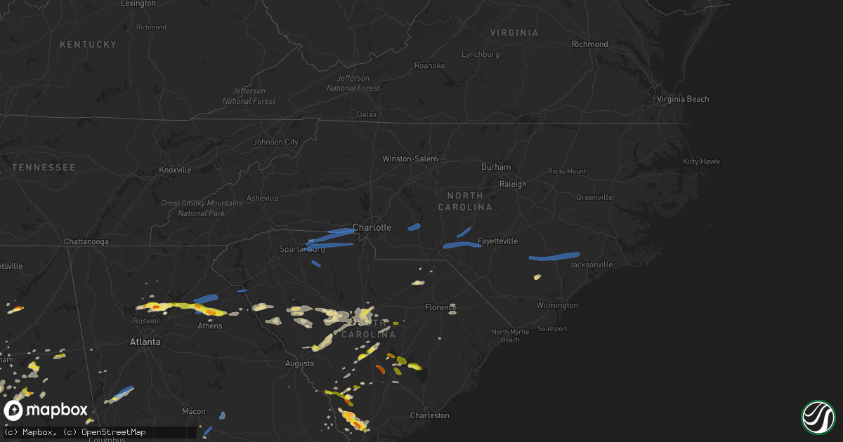 Hail map in North Carolina on May 22, 2020