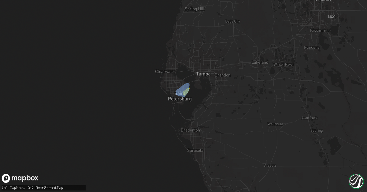 Hail map in Saint Petersburg, FL on May 22, 2020