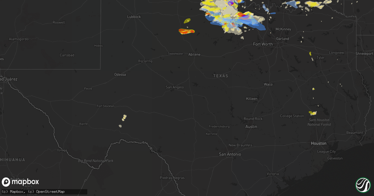 Hail map in Texas on May 22, 2020
