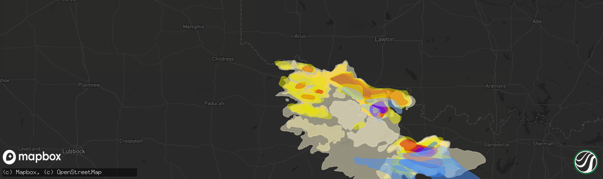 Hail map in Vernon, TX on May 22, 2020