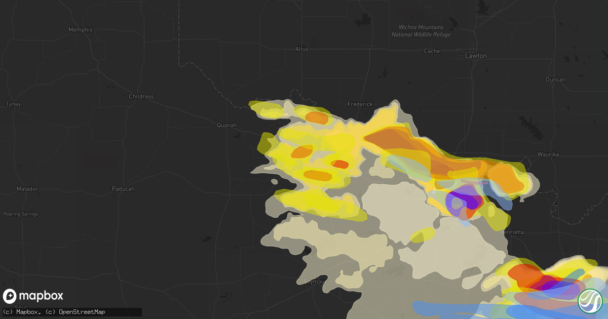 Hail map in Vernon, TX on May 22, 2020