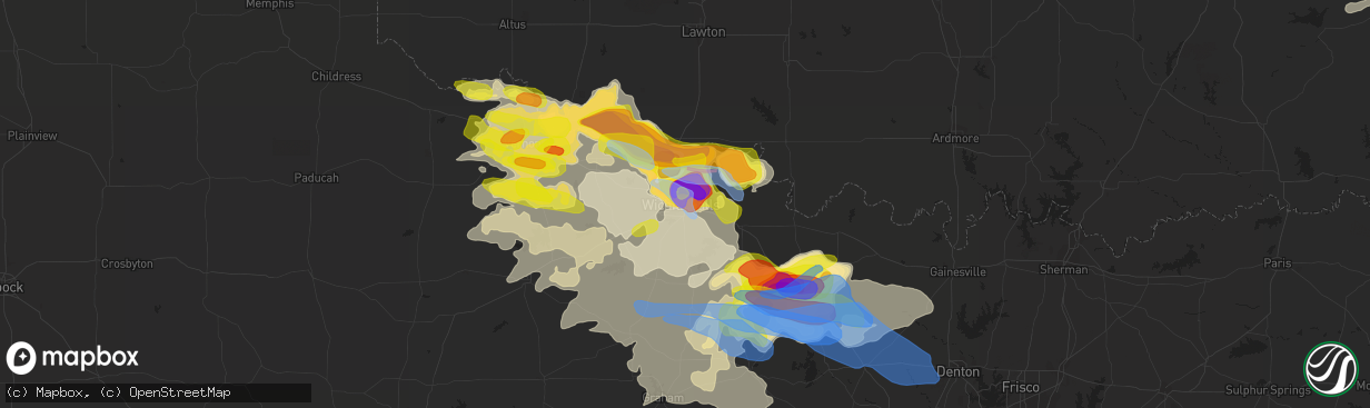 Hail map in Wichita Falls, TX on May 22, 2020