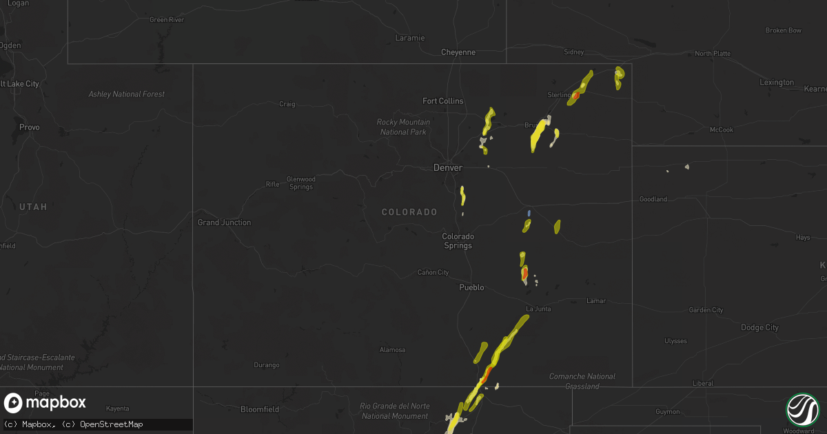 Hail map in Colorado on May 22, 2021