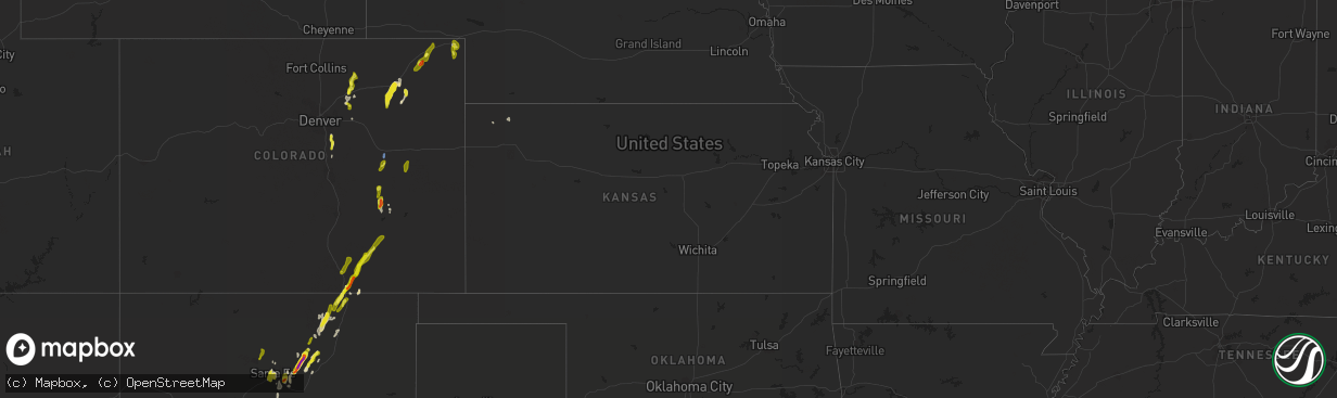 Hail map in Kansas on May 22, 2021