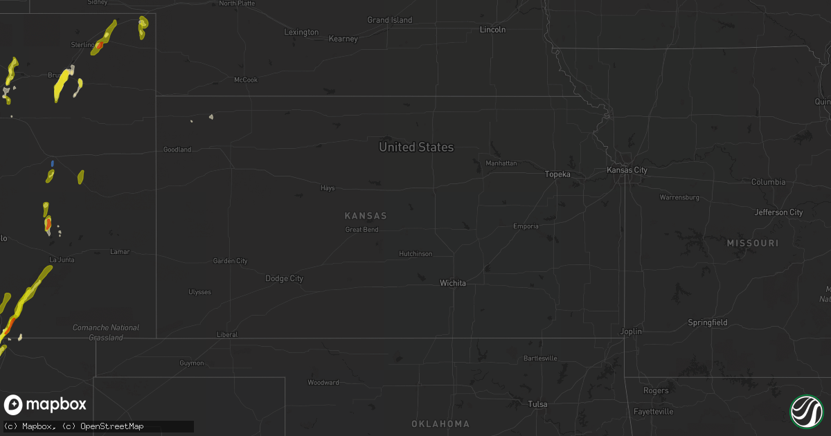 Hail map in Kansas on May 22, 2021