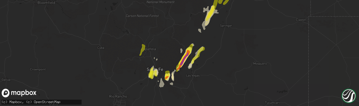 Hail map in Mora, NM on May 22, 2021