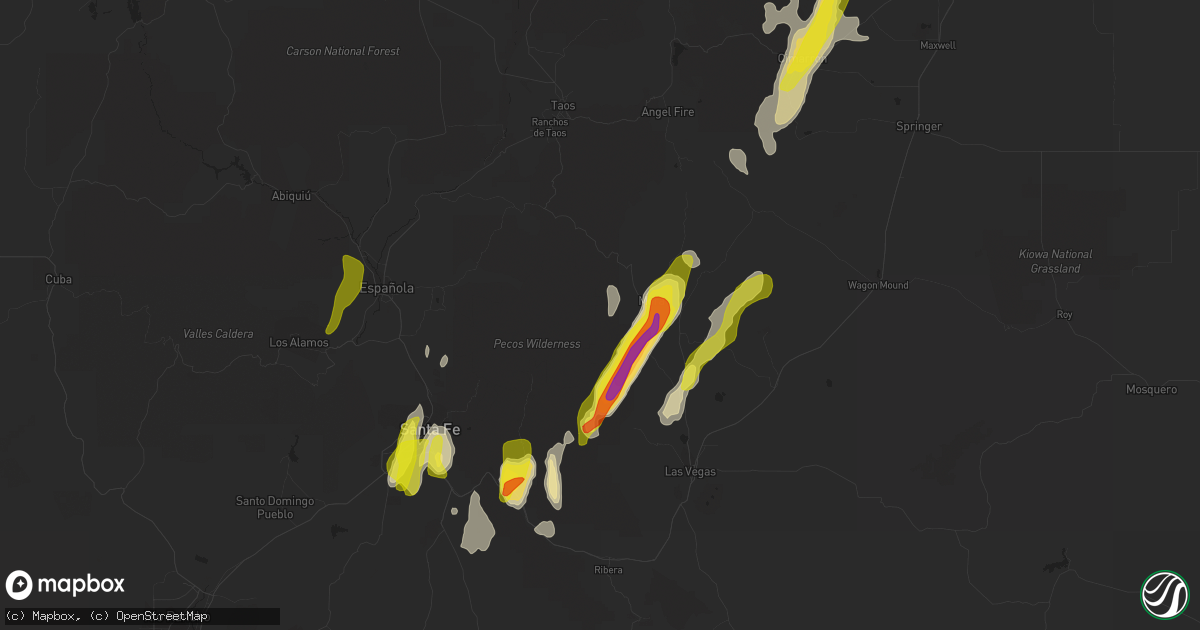 Hail map in Mora, NM on May 22, 2021