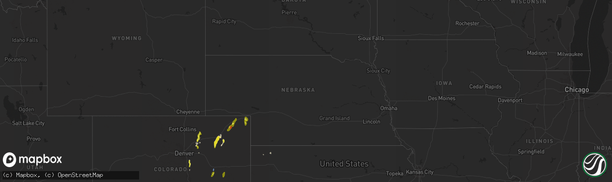 Hail map in Nebraska on May 22, 2021