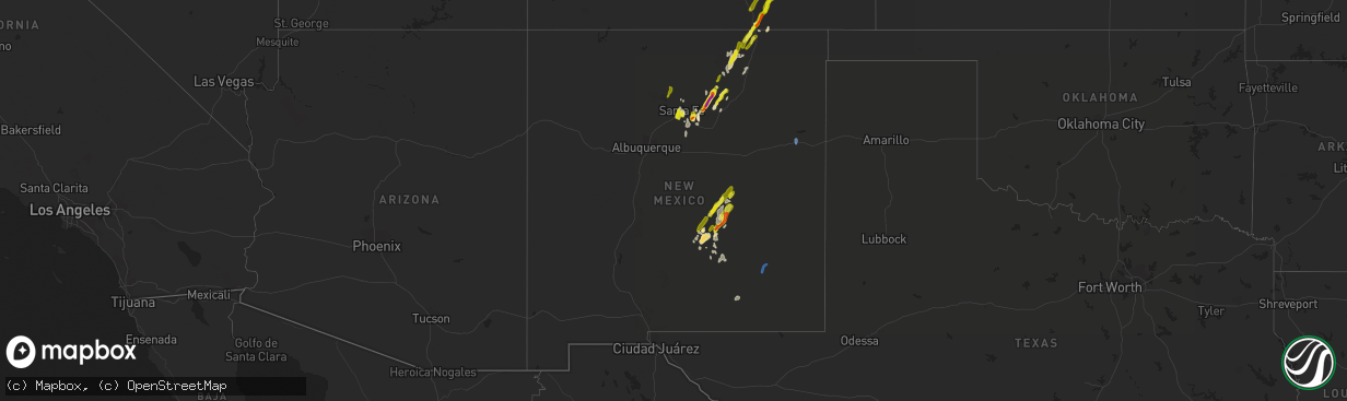 Hail map in New Mexico on May 22, 2021