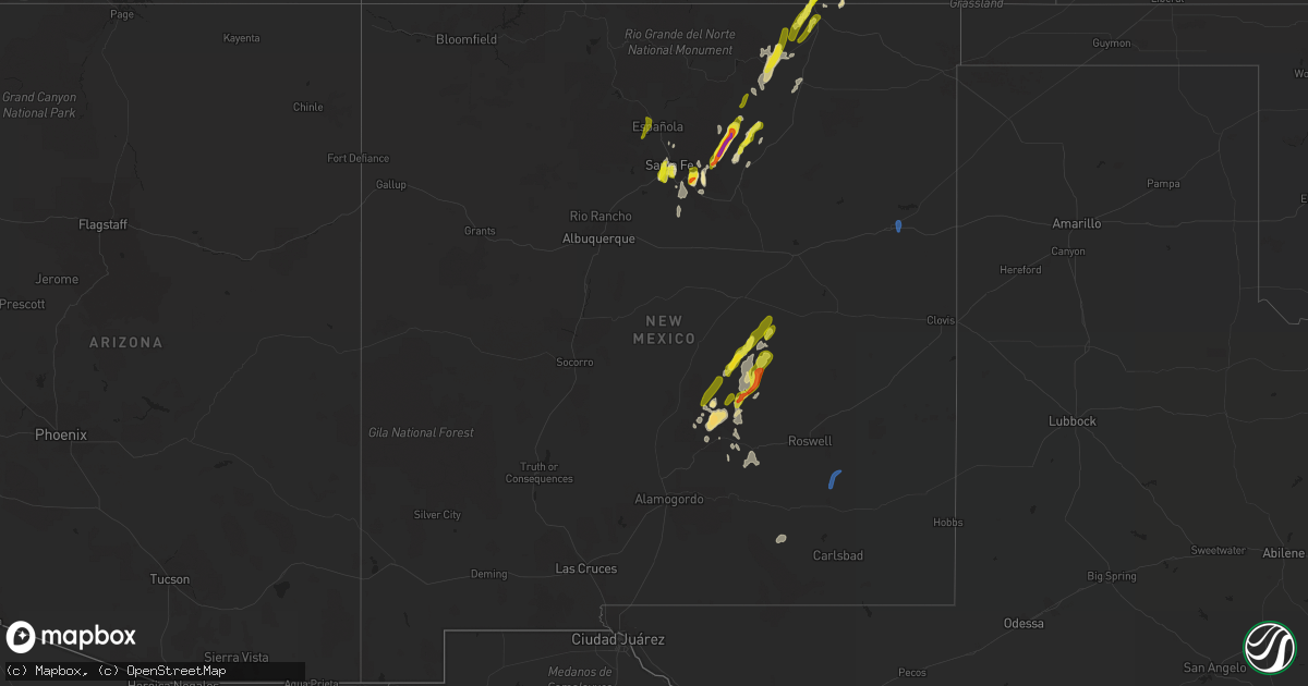 Hail map in New Mexico on May 22, 2021