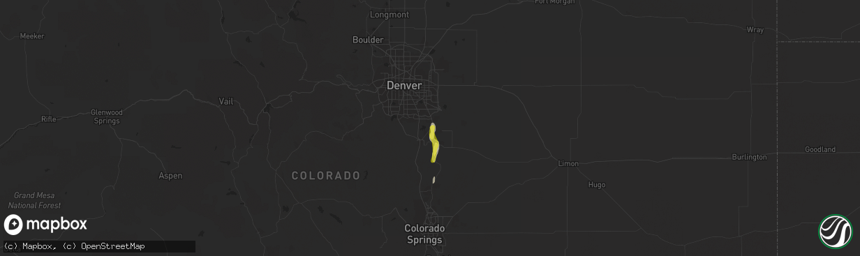 Hail map in Parker, CO on May 22, 2021