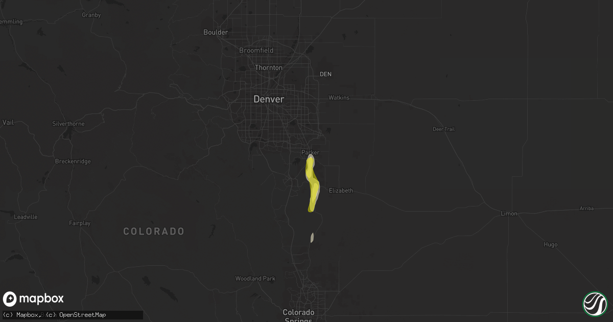 Hail map in Parker, CO on May 22, 2021