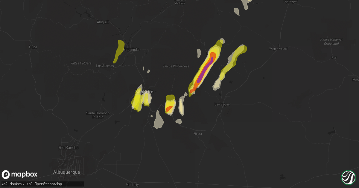 Hail map in Pecos, NM on May 22, 2021