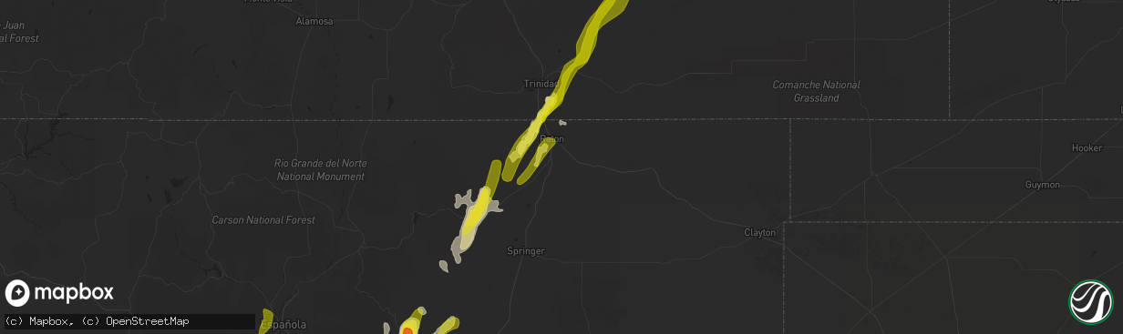 Hail map in Raton, NM on May 22, 2021