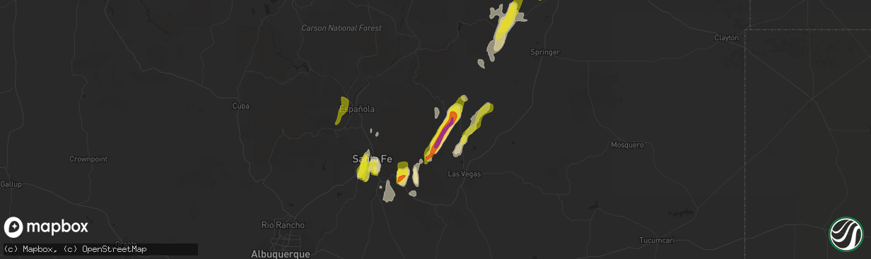 Hail map in Rociada, NM on May 22, 2021