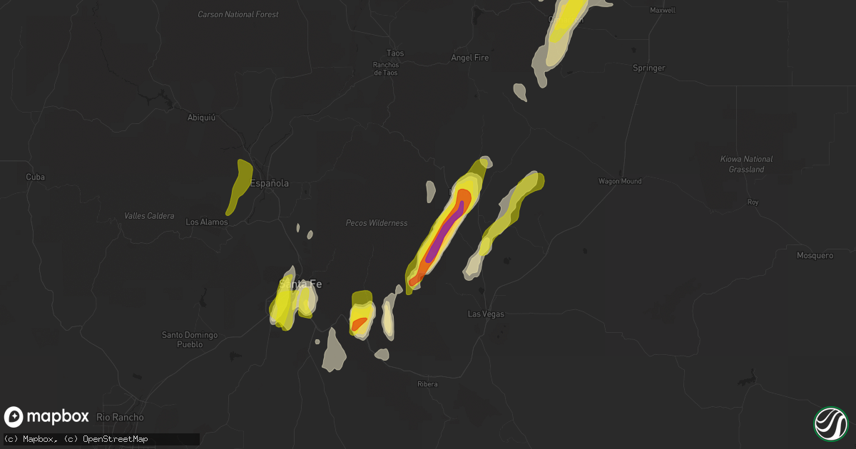 Hail map in Rociada, NM on May 22, 2021