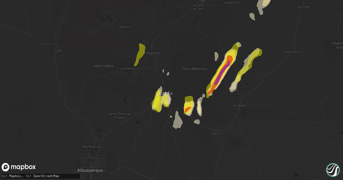 Hail map in Santa Fe, NM on May 22, 2021