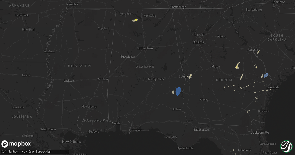 Hail map in Alabama on May 22, 2022
