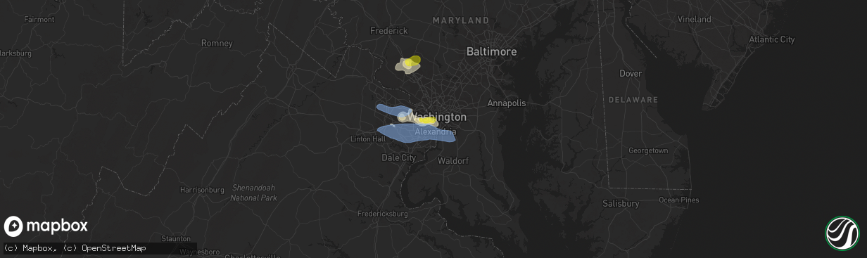 Hail map in Alexandria, VA on May 22, 2022