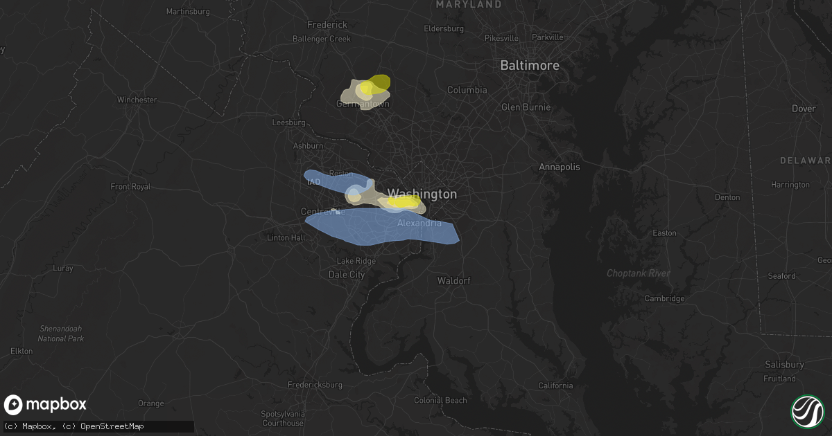 Hail map in Alexandria, VA on May 22, 2022